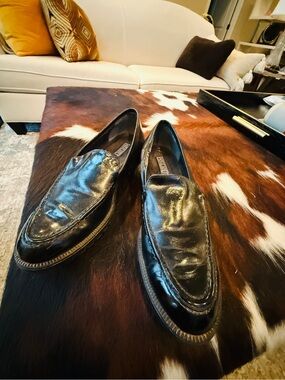 LANDS END WOMEN'S BLACK LEATHER LOAFERS - SZ 9